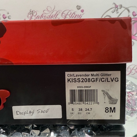 Pleaser heels Lavender Glitter Platform Heels Clear Straps kiss multi glitter - Picture 13 of 16